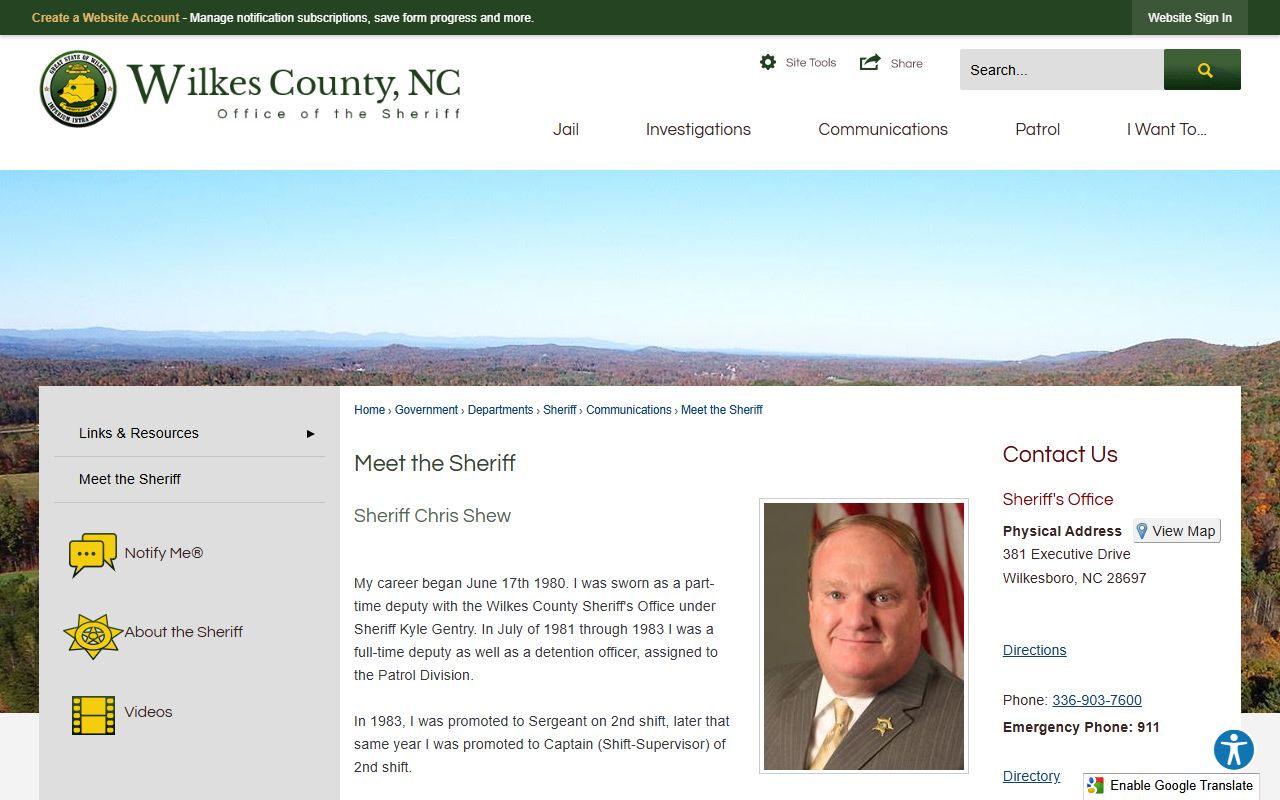 Wilkes County arrest records Sheriff Chris Shew source