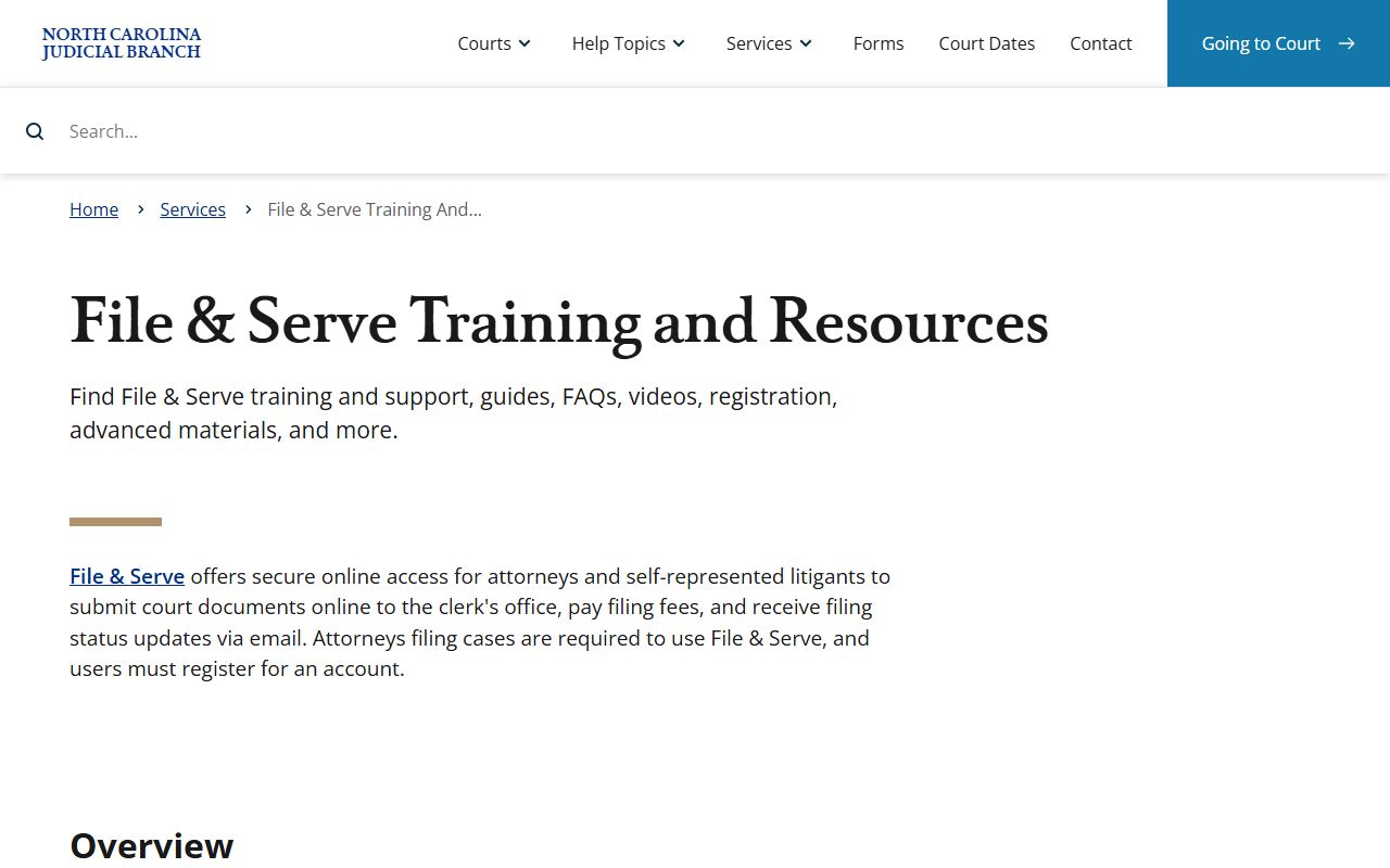 Wilkes County court records File and Serve training resources