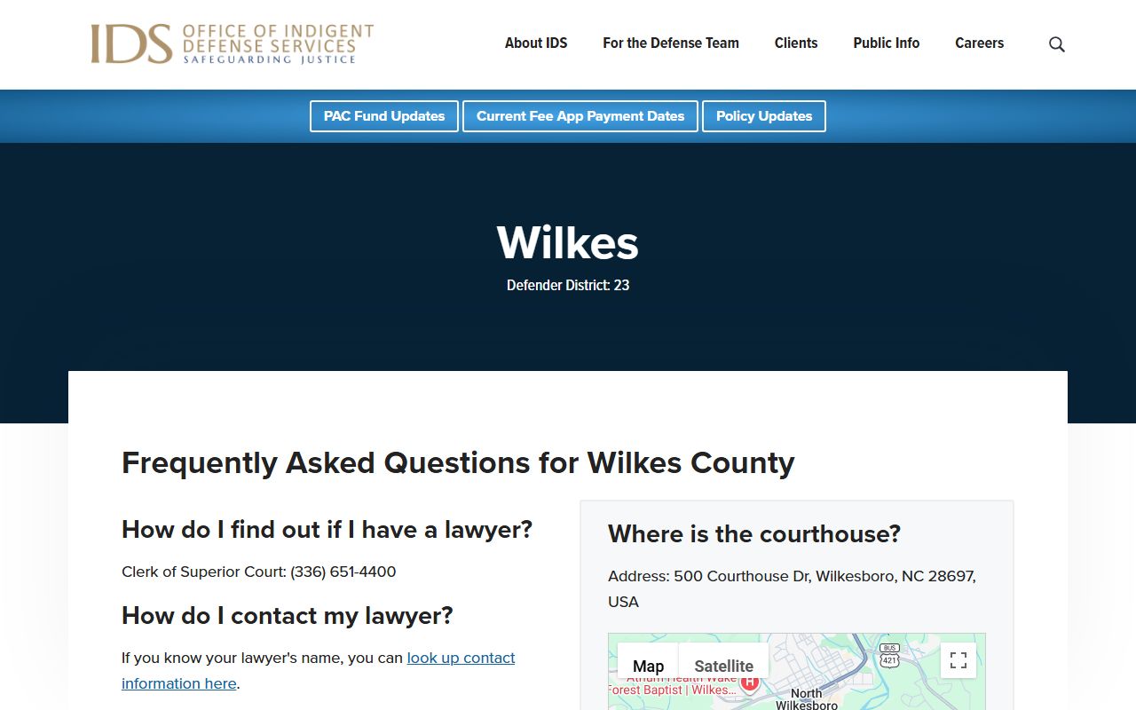 Wilkes County District Court indigent defense services