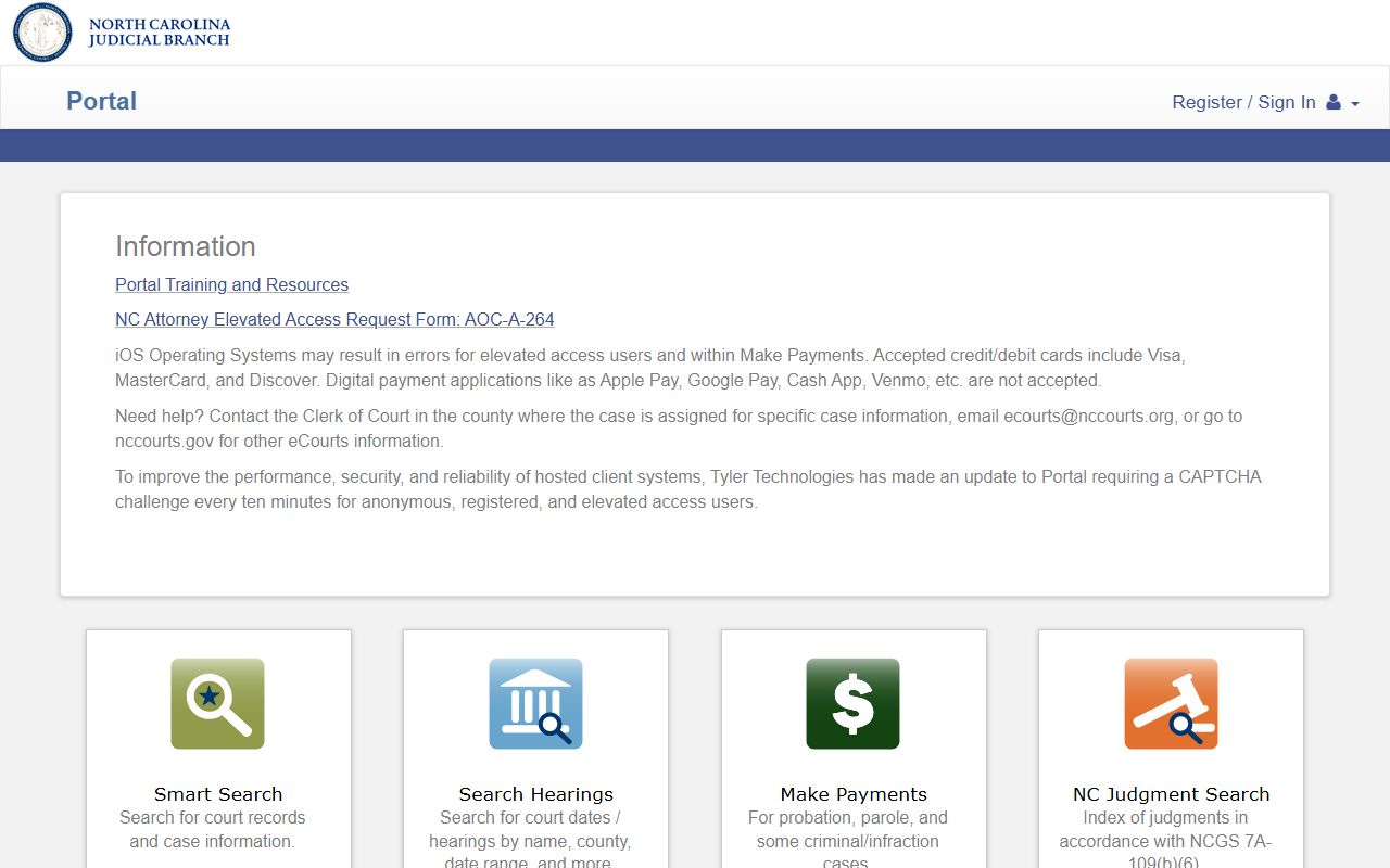 Wilkes County court records eCourts Portal search screen