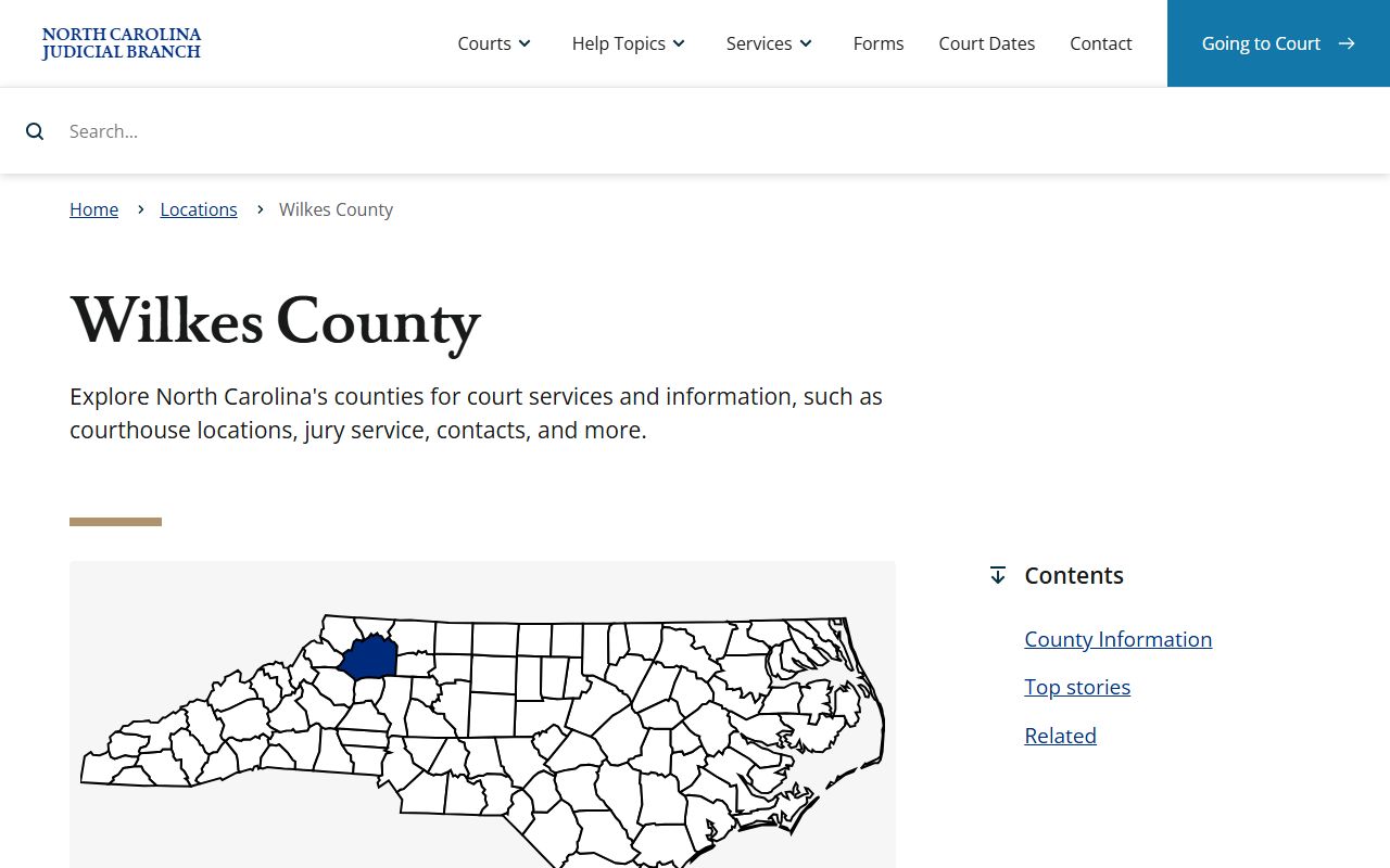Wilkes County court records NC Judicial Branch landing page