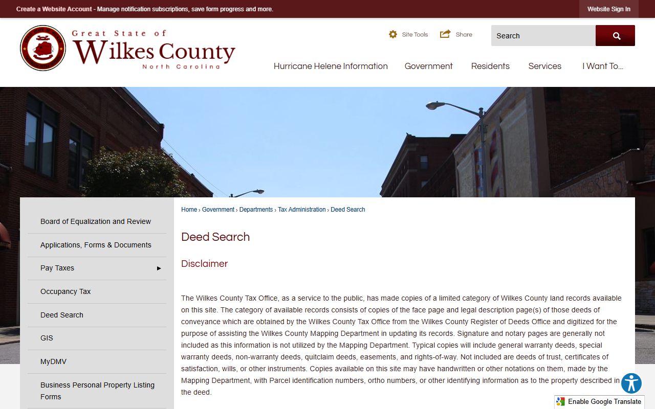 Wilkes County probate records deed search limitation