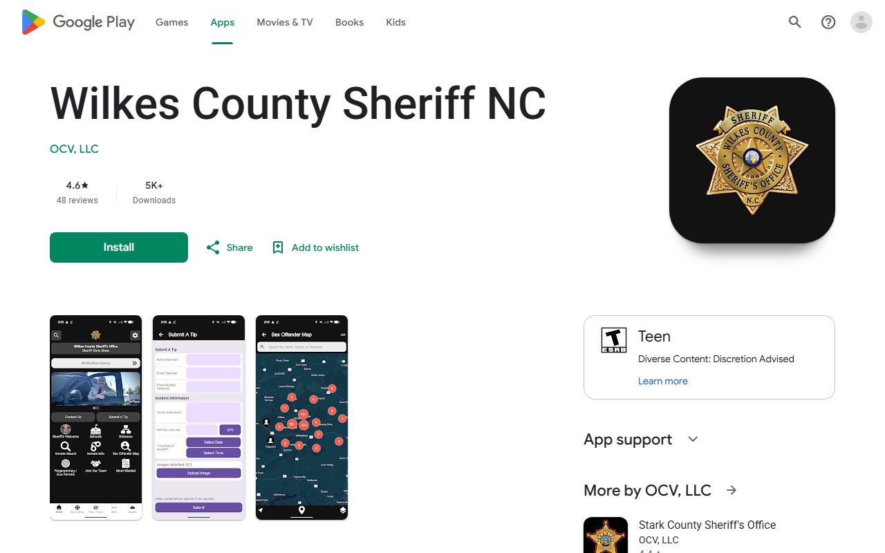 Wilkes County warrant records Sheriff Android app listing